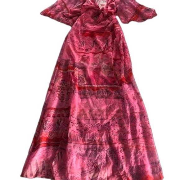 L'ATISTE BY AMY Pink Sheer Cut Out Maxi Dress NWT Size M Beach Cover - Picture 5 of 13